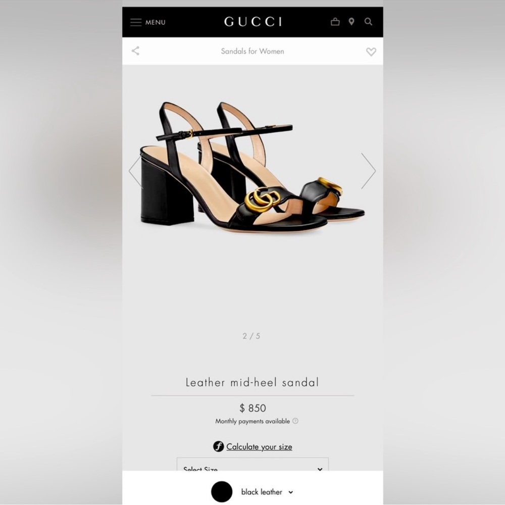 GUCCI leather mid heal sandal